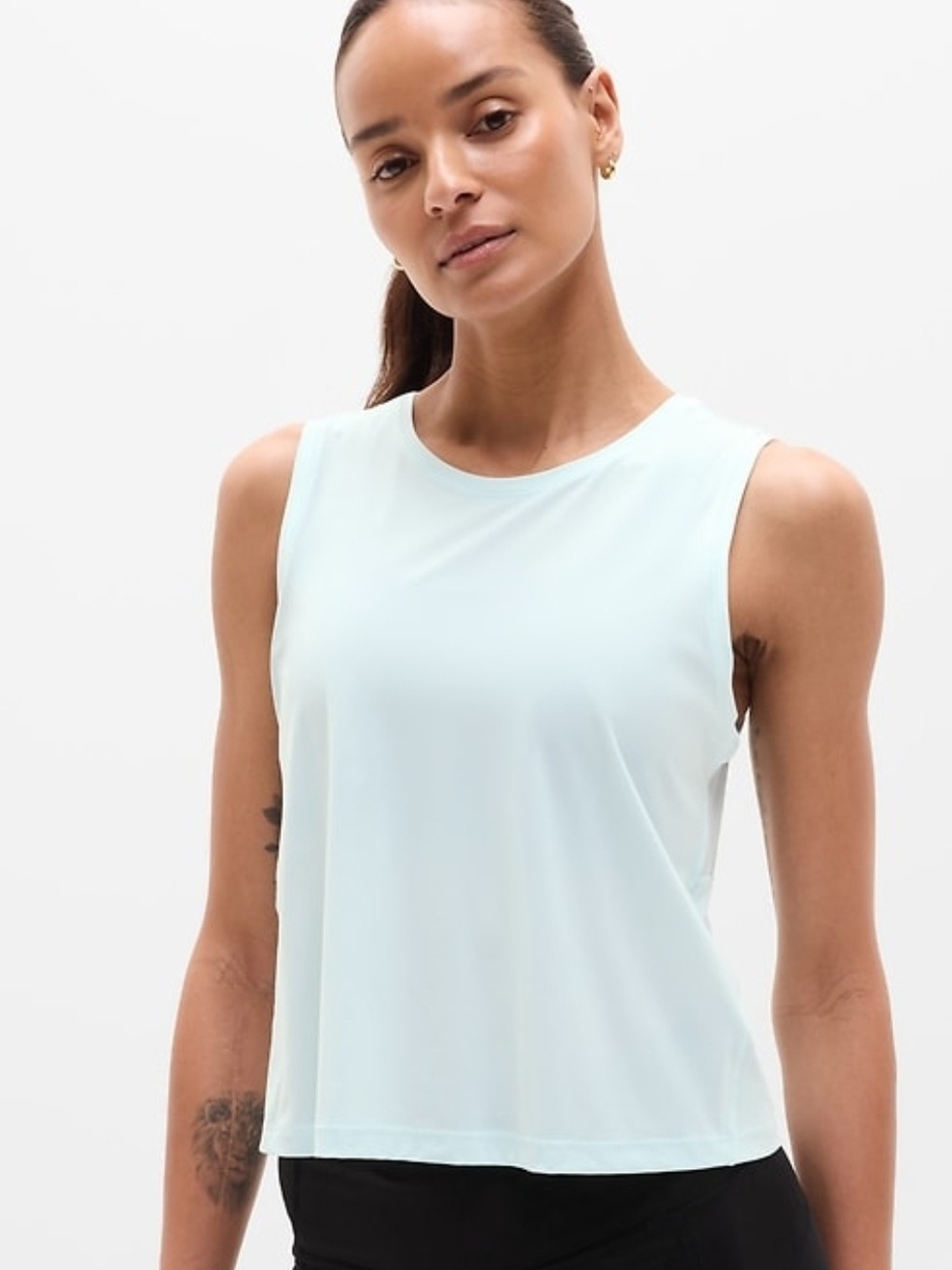 Athleta Coastal Blue Scoop-Neck Tank Top. Actual Color Is A Darker Blue.